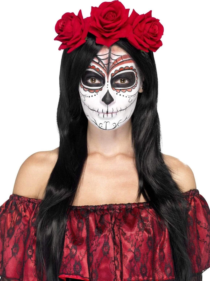 Smiffy's Day Of The Dead Red Rose Headband 3 Smiffy's Day Of The Dead Red Rose Headband