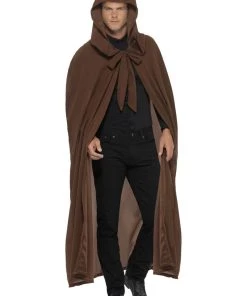 Smiffy's Mens Gravekeeper Hooded Brown Cloak