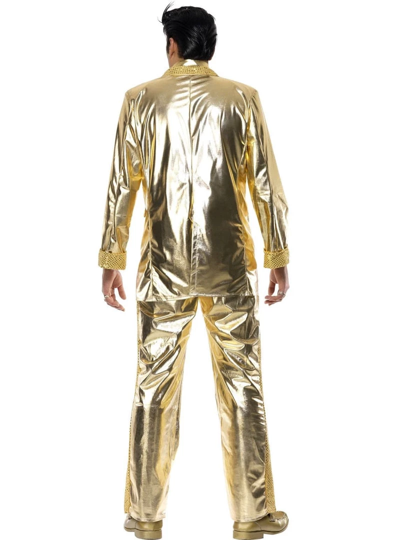 Smiffys Mens Elvis Gold Lamé Suit Adult Men's Costume 5 Smiffys Mens Elvis Gold Lamé Suit Adult Men's Costume