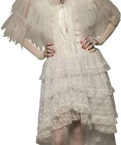 Rubies Womens White Feathered Tulle Women's Cape
