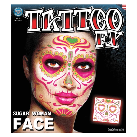 Tinsley Transfers Womens Sugar Woman Face Temporary Tattoo 3 Tinsley Transfers Womens Sugar Woman Face Temporary Tattoo