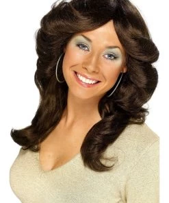 Smiffys Womens Kelly Garret 70s Brown Flick Accessory Wig