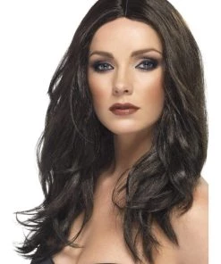 Smiffys Womens Superstar Dark Brown Adults Accessory Wig