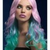 Smiffys Khloe Pastel Ombre Rainbow Heat Resistant Accessory Wig Womens