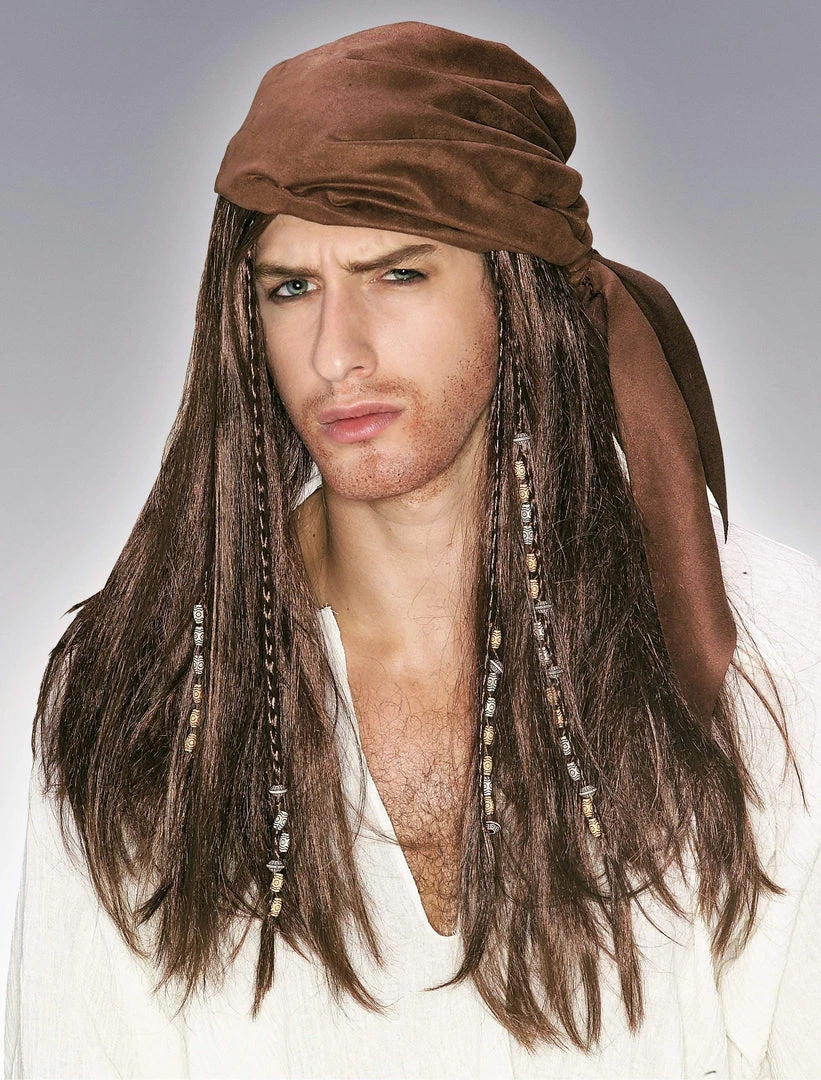 Rubies Buy Costumes Caribbean Pirate Brown Beaded Wig 3 Rubies Buy Costumes Caribbean Pirate Brown Beaded Wig