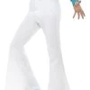Smiffy's Disco 60s 70s White Flares Retro Bell Bottoms Flared Trousers Mens