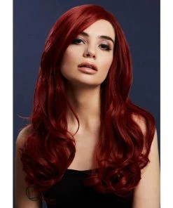 Smiffys Womens Khloe Ruby Red Blend Heat Resistant Accessory Wig