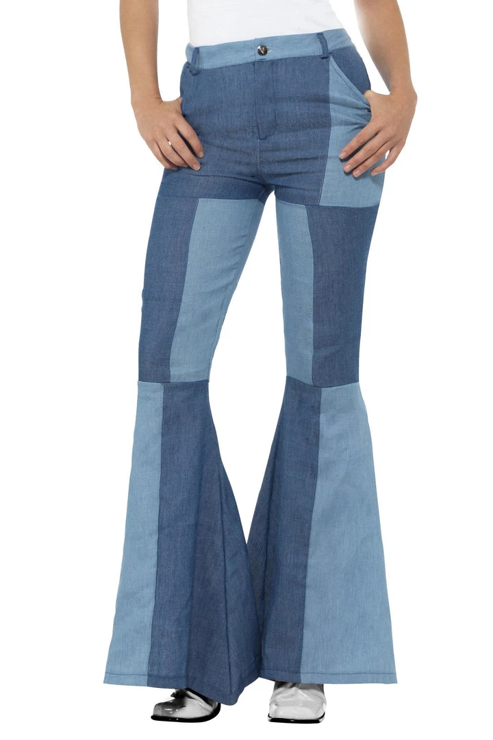 Smiffy's Patchwork 70s Deluxe Double Denim Ladies Flares 3 Smiffy's Patchwork 70s Deluxe Double Denim Ladies Flares