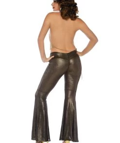 Leg Avenue Disco Diva 70s Gold Mesh Halterneck And Flares Women's Costume Womens