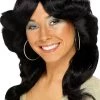 Smiffy's Farrah Flick 70s Disco Layered Wavy Black Wig