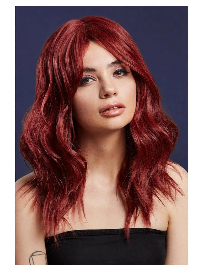 Smiffys Womens Ashley Ruby Red Heat Resistant Accessory Wig 3 Smiffys Womens Ashley Ruby Red Heat Resistant Accessory Wig