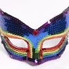 Rubies Womens Rainbow Sequin Half Mask For Adults