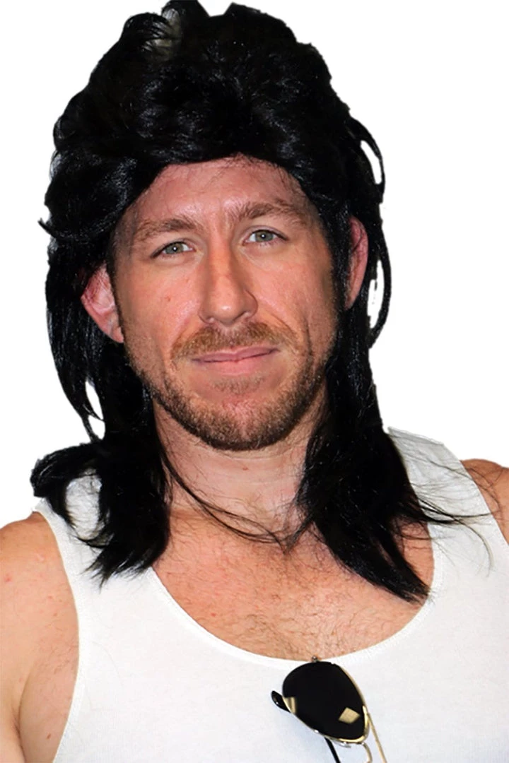 Sweidas Buy Costumes Bogan 80's Black Mullet Wig Costume Fancy Dress Party Accessory