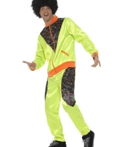 Smiffy's Retro 80s Fluoro Mens Breakdance Tracksuit Costume