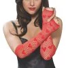 Rubies Heart Red Fishnet Fingerless Long Gloves For Adults 2 Rubies Heart Red Fishnet Fingerless Long Gloves For Adults