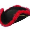 Carnival Products Pirate Black Hat With Red Fur Trim Womens