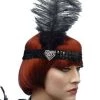 Carnival Products Heart Crystal Flapper 20's Headband & Black Feather