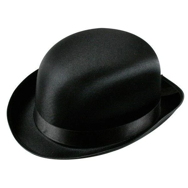 Carnival Products Mens Bowler Black Satin Costume Hat Deluxe Fancy Dress Quality