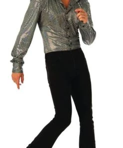 Rubie's Boogie Man Silver Sequin Disco Shirt