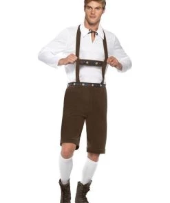 Smiffy's Mens Oktoberfest Costume Lederhosen Brown