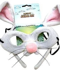 Sweidas Bunny White Rabbit Animal Headband And Mask Dress Up Set Kids