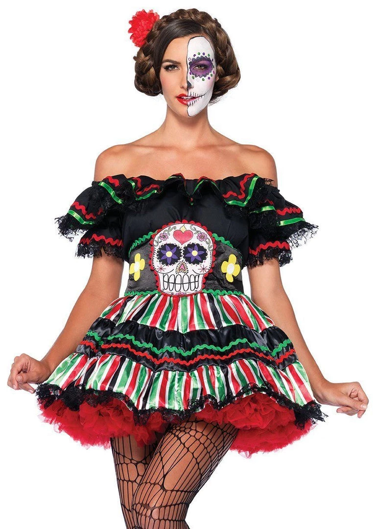 Leg Avenue Womens Day Of The Dead Doll Mexican Sugar Skull Halloween Costume 3 Leg Avenue Womens Day Of The Dead Doll Mexican Sugar Skull Halloween Costume