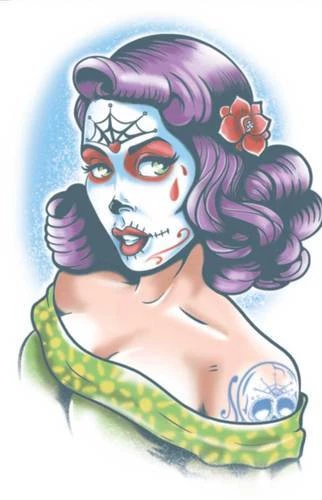 Tinsley Transfers Lolita Day Of The Dead Temporary Tattoo 3 Tinsley Transfers Lolita Day Of The Dead Temporary Tattoo