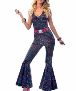Amscan Disco Diva 70s Rainbow Sequin Jumpsuit