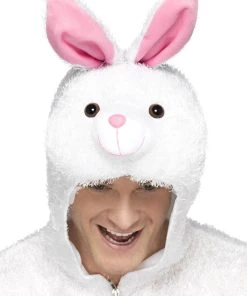 Smiffy's Womens Easter Bunny Fancy Dress Adult White Rabbit Animal Costume Jumpsuit