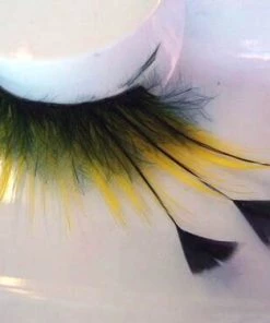 Carnival Products Eyelashes Yellow And Black Feathers