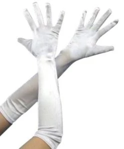 Carnival Products Flapper Long White Satin Lycra Stretch Deluxe Gloves