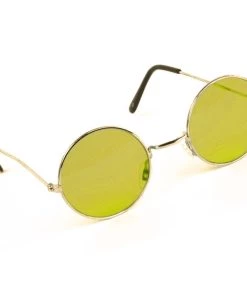 Sweidas Hippie Yellow Round Lennon Glasses Rock Star Costume Sunglasses