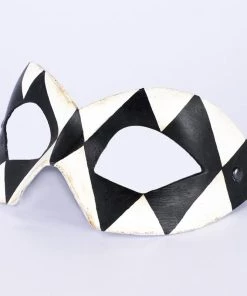 Carta Alta Mens Harlequin Black And White Venetian Masquerade Mask