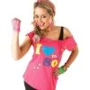 Rubie's I Love The 80s T-Shirt Adult Ladies Fancy Dress Costume Girls Top Womens