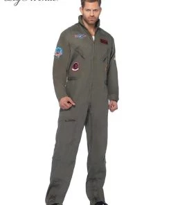 Leg Avenue Mens Top Gun Adult Flight Suit Maverick Goose Plus Size Hire Costume