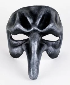 Carta Alta Long Nosed Masquerade Mask Silver & Black Coloured Male Venetian