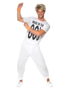 Smiffy's Made In The 80s White Pop Star Costume Mens