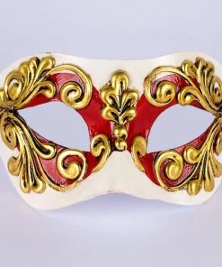 Carta Alta Masquerade White Red And Gold Mask Womens