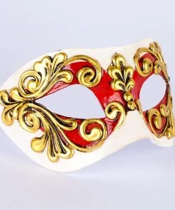 Carta Alta Masquerade White Red And Gold Mask Womens