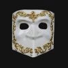 Carta Alta Mask Men's Venetian White & Gold Baroque Masquerade
