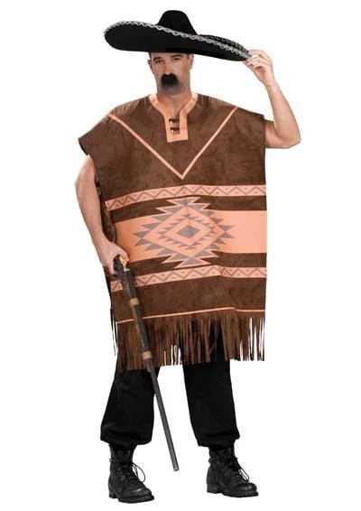 Tomfoolery Mens Mexican Poncho Brown 3 Tomfoolery Mens Mexican Poncho Brown