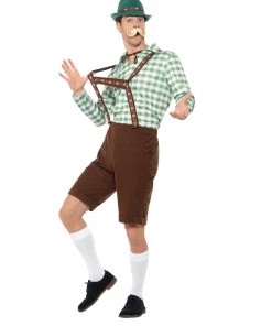 Smiffy's Mens Alpine Bavarian Oktoberfest Brown Short Lederhosen Costume