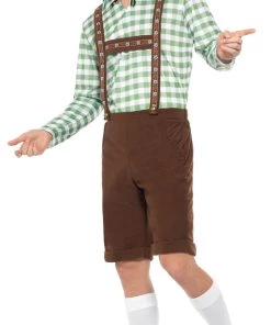Smiffy's Mens Alpine Bavarian Oktoberfest Brown Short Lederhosen Costume
