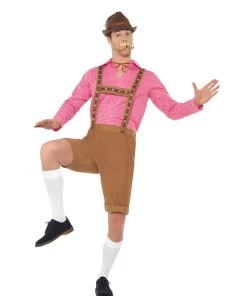 Smiffy's Oktoberfest Mr Bavarian Light Brown Short Lederhosen Costume