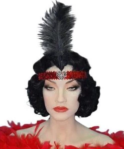 Carnival Products Heart Crystal Flapper 20's Headband & Black Feather 7 Carnival Products Heart Crystal Flapper 20's Headband & Black Feather