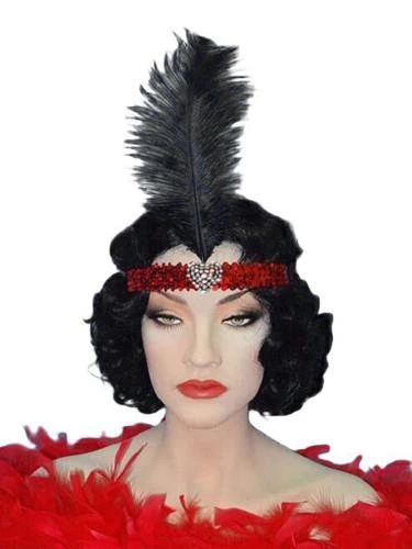 Carnival Products Heart Crystal Flapper 20's Headband & Black Feather 5 Carnival Products Heart Crystal Flapper 20's Headband & Black Feather