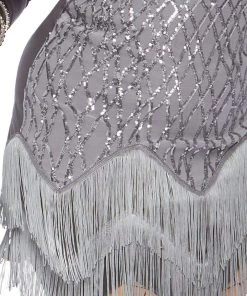 Leg Avenue Roaring Roxy 1920's Silver Sequin Curvy Gatsby Flapper Costume 9 Leg Avenue Roaring Roxy 1920's Silver Sequin Curvy Gatsby Flapper Costume