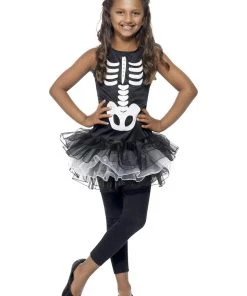 Smiffy's Kids Skeleton Tutu Dress Girls Halloween Costume