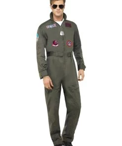Smiffy's Top Gun Maverick Fighter Pilot Flight Suit And Aviator Sunglasses