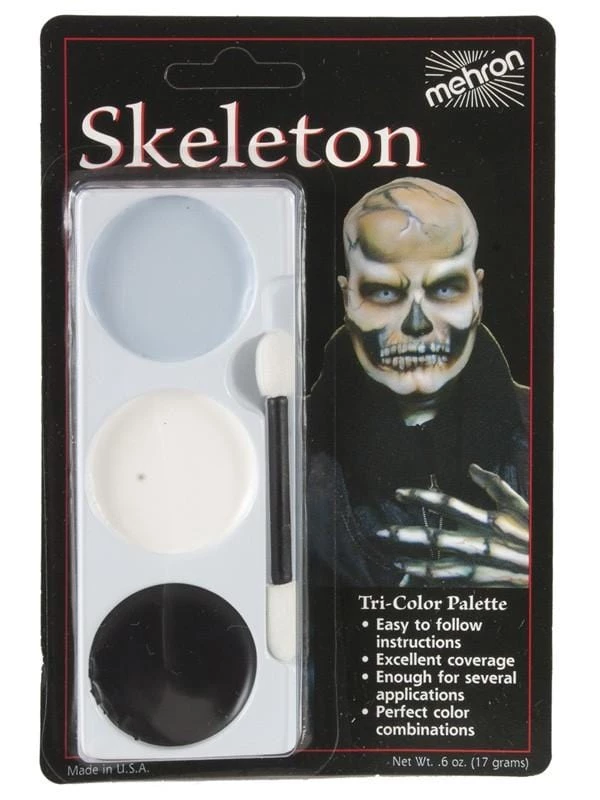Skeleton Mehron Tri-Colour Palette Womens 3 Skeleton Mehron Tri-Colour Palette Womens